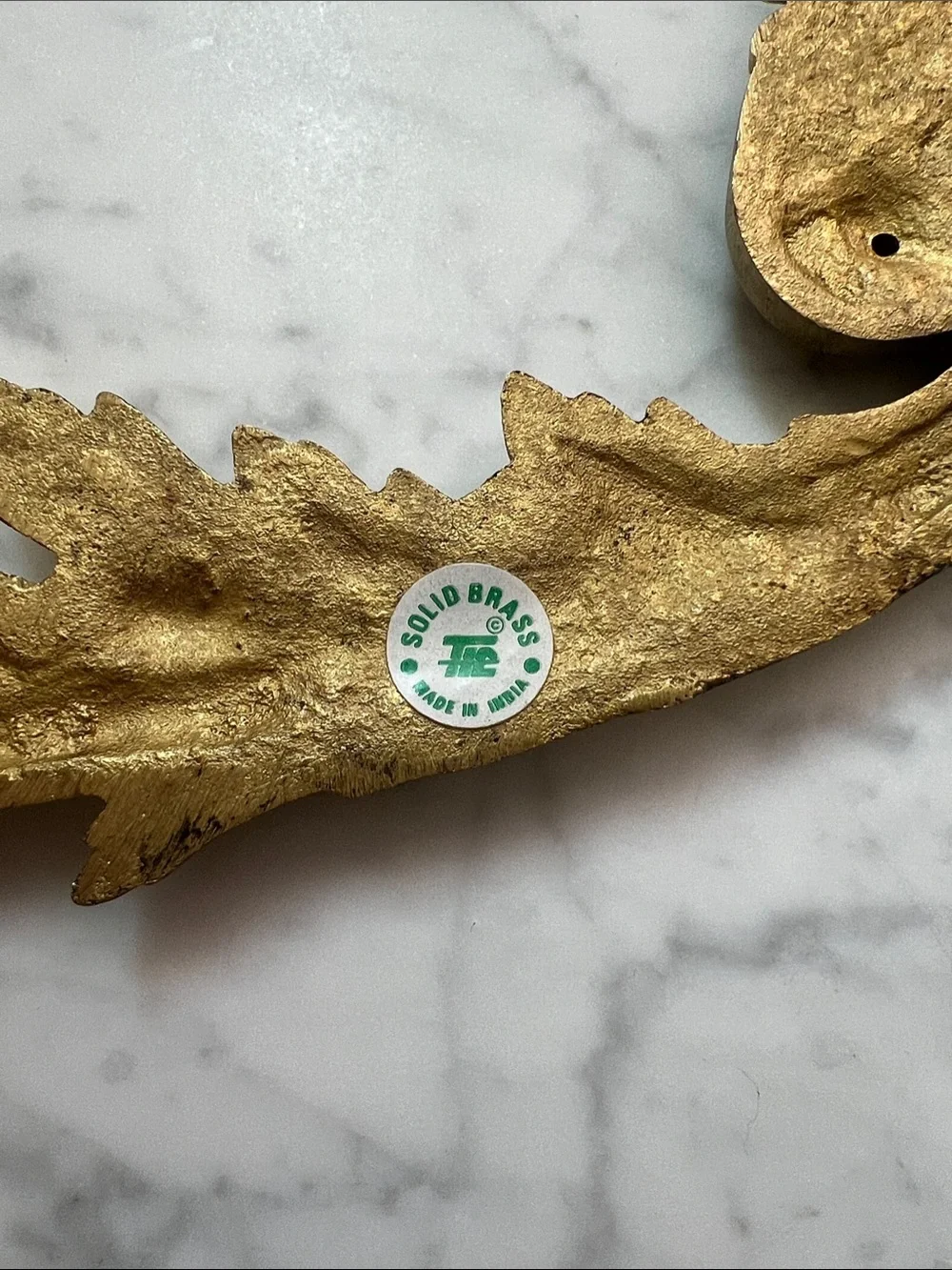 Solid Brass Ornate Gold Leaf Wall Accent - Decorative Applique
